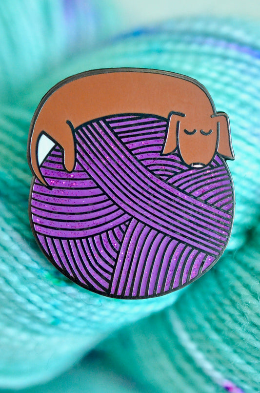 Yarn Dachshund Enamel Pin