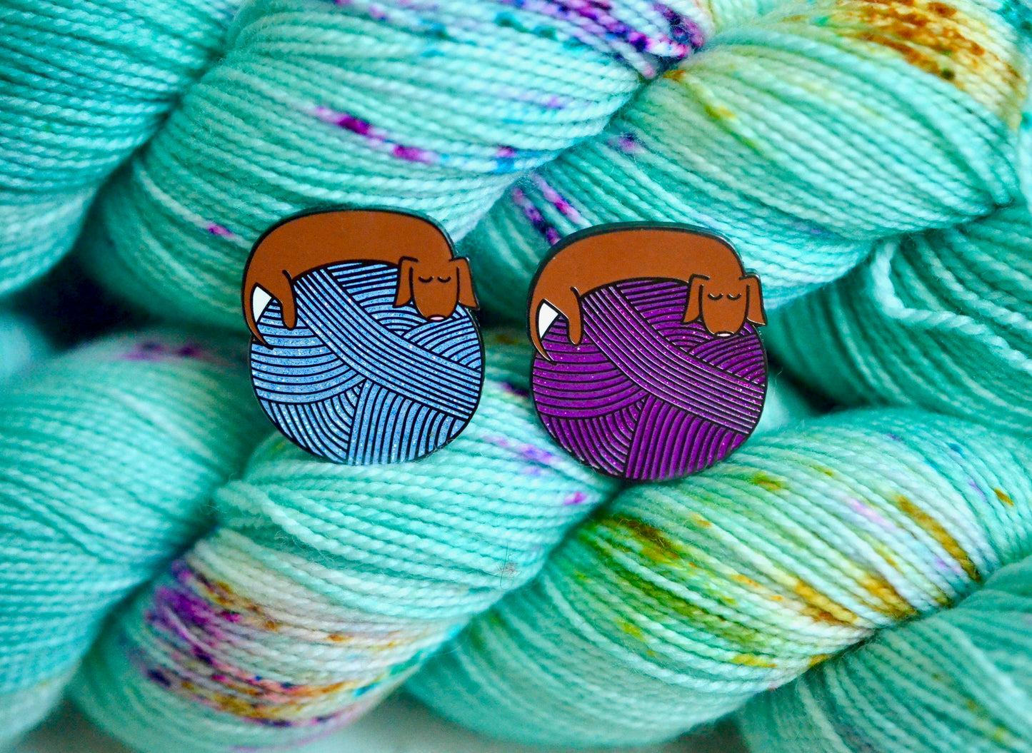 Yarn Dachshund Enamel Pin