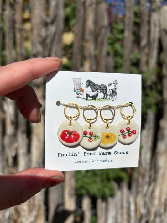 Tomato Ceramic Stitch Markers
