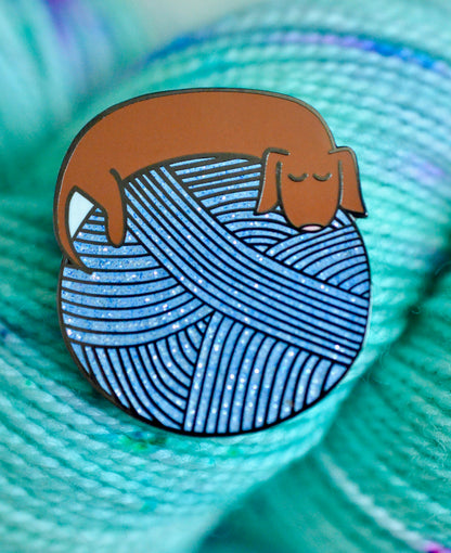 Yarn Dachshund Enamel Pin