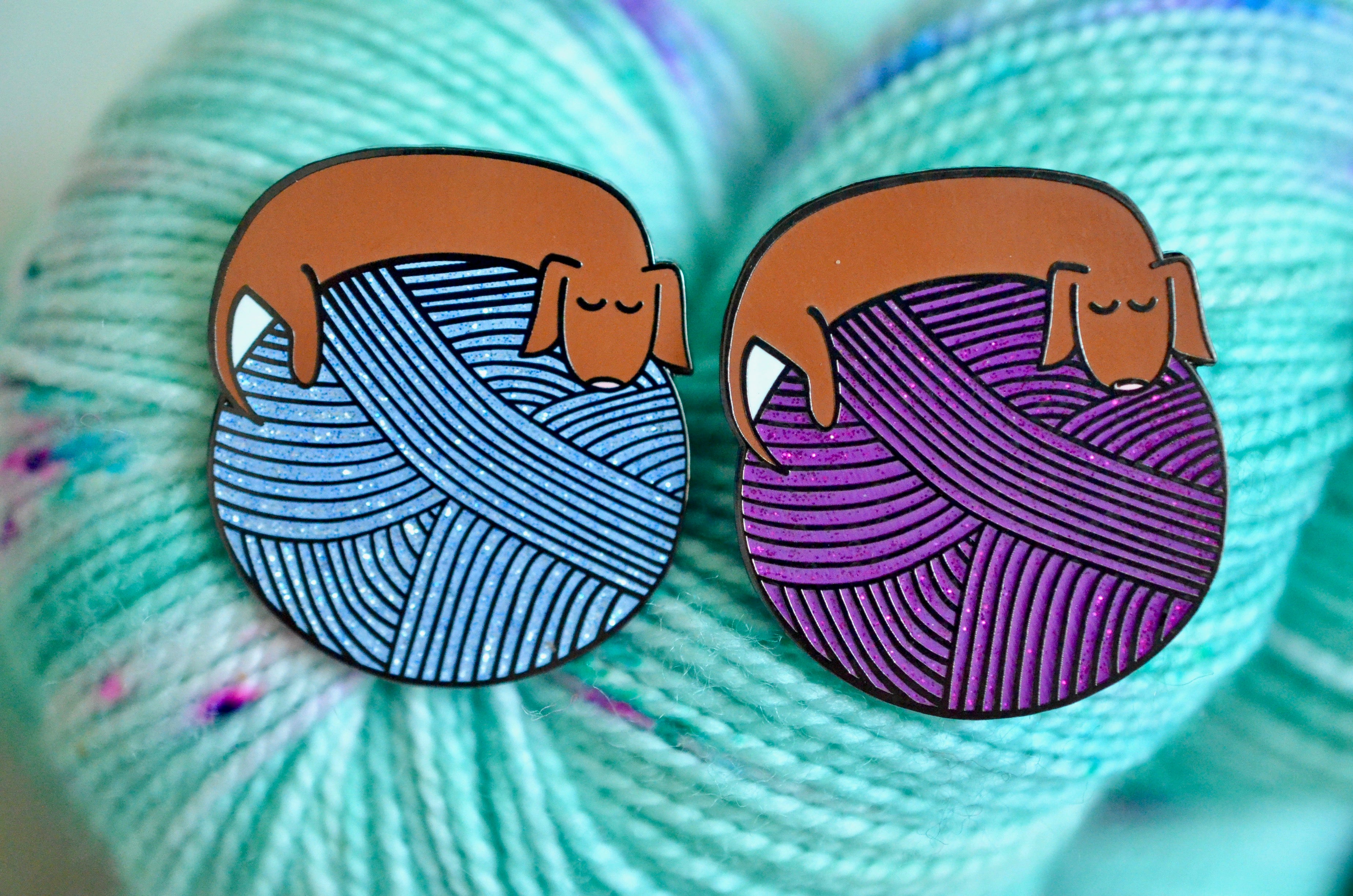 Yarn Dachshund Enamel Pin