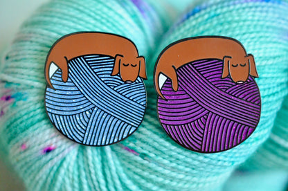 Yarn Dachshund Enamel Pin