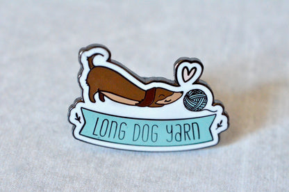 Long Dog Yarn Logo Pin